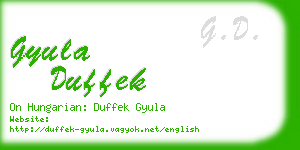 gyula duffek business card